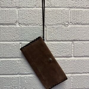 Hugo Boss Brown Suede Clutch Vintage Leather